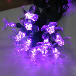 Purple flower-shaped LED light string