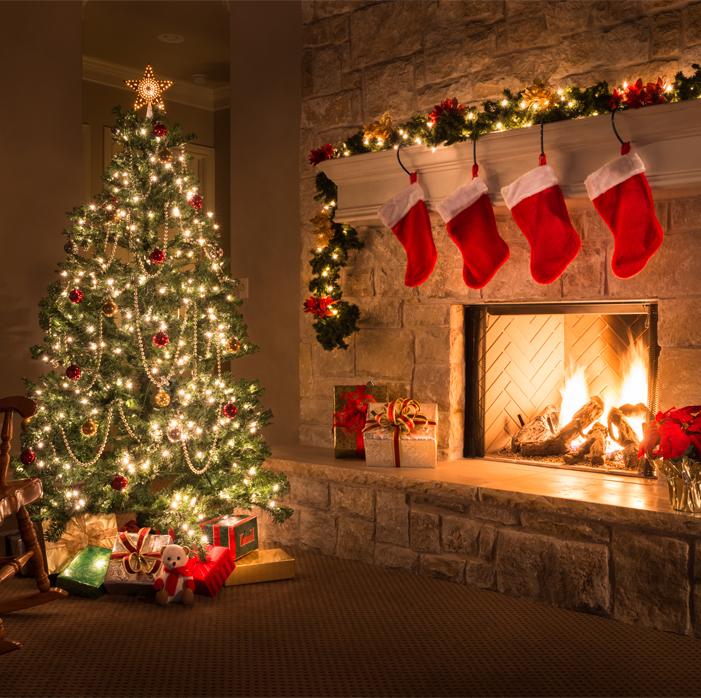 christmas tree lights and decorations